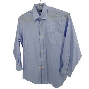 Proper Cloth Shirt 17.3‎ Men's Wrinkle Resistant Micro Check Blue Dress Shirt